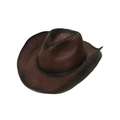Close-up of a vintage brown straw cowboy hat with burnt gradient brim and rustic texture - M (56-58cm) / Coffee