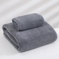 Grey coral fleece towel set with pineapple plaid waffle weave texture in 2 pieces - Towel 35*75cm / Pineapple Grid Moon Rock Grey