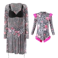 Passendes Eltern-Kind-Bademoden-Set mit Leoparden-Rosen-Print und Strand-Cover-up - S / Schwarzer Bikini Und Überwurf