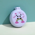 Lavender foldable hairbrush with cute panda pattern and integrated makeup mirror - White Panda Hairbrush