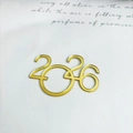 Macro view of gold mirror acrylic 2026 number topper for Christmas cake decoration - 2026 Gold Style 1 / 1.3mm / Gold