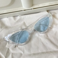 Polygonal cat-eye sunglasses with transparent frame and light blue lenses for women - Sharp Triangle Blue Cat Eye
