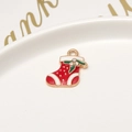 Red Christmas stocking pendant with gold alloy frame and sparkling white rhinestones - 35# Christmas Stocking (18*18mm)