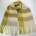 Écharpe d'hiver épaisse à carreaux jaune blanc marron avec des franges - 1# (Carreaux Jaune Blanc Brun)