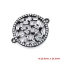 Detailed view of gunmetal flower connector with clear cubic zirconia, size 20.5x25.5mm - Large 20.5*25.5mm / Gunmetal