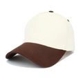 Two-tone baseball cap in cream and dark brown canvas with five-panel structure - Beige/Coffee