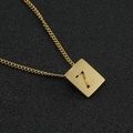 Gold plated stainless steel necklace featuring a square pendant with cutout letter Z design - Letter Z