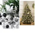 69-piece black and white Christmas ball set with bows and reindeer tree ornaments - 180cm Christmas Tree Accessory Pack / Black & White