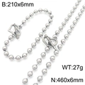 Silver bead jewelry set with heart toggle clasp including necklace and bracelet - Bracelet / Steel Color (Heart Toggle Clasp)