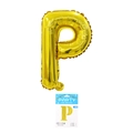 Shiny gold letter P foil balloon for birthday parties with retail card packaging - Letter P (With Backing Card) / 16" / Gold