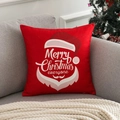Red Christmas pillow cover with Santa beard design on fabric sofa with festive decor - TQR73-6 Red Santa Claus Beard Graphic