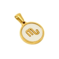 Pendentif constellation Scorpion en acier titane doré 18 carats avec émail blanc poli - Scorpion - Pendentif Simple