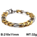 Zweifarbiges NK-Gliederkette Armband aus Edelstahl in Gold und Silber - Bicolor Panzerkette (KB126655-Z)