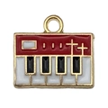 Golden keyboard musical instrument pendant with red, white and black enamel details - Red Piano