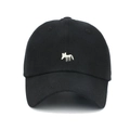 Black baseball cap with white fox embroidery and minimalist high-density cotton design - Adjustable / Black