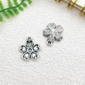 Antique silver flower pendant alloy charm for DIY necklace and bracelet crafting - Cherry Blossom (12x16mm)