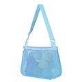 Light blue mesh shell bag for kids beach toys with adjustable strap and white zipper - Solid Blue / 21*25*8cm