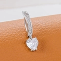 Silver belly button ring featuring a heart-shaped white zircon drop and paved crystal stem - Single Heart 7.0 (Silver White)