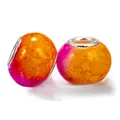 DIY charm beads with orange and pink marble pattern and silver metal core - Orange To Pink Gradient