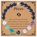 Pisces beaded constellation bracelet with blue sand stone and colorful beads on card - Pisces