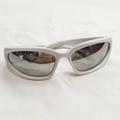 Y2K style white wrap around sports sunglasses with silver mirrored lenses for a futuristic look - White Frame Silver Mirror