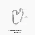 Anello aperto irregolare minimalista regolabile in acciaio inossidabile argentato - Argento