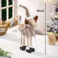 Charming 40cm plush reindeer ornament wearing a cozy hat and scarf for Christmas decor - Standing Brown Small Reindeer (Black Shoes)
