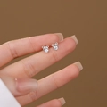 S925 sterling silver bow knot earrings with white cubic zirconia in bright silver finish - 925 Silver / White Zircon Platinum Color (E4256)