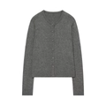 Cardigan grigio minimalista in maglia con scollo rotondo e chiusura a bottoni classica - S / Grigio
