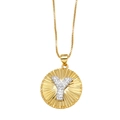 18K gold plated necklace with circular letter Y pendant featuring sunburst texture - Letter Y