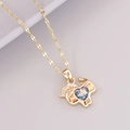 Detail of elephant pendant with crystal pavé and center heart gemstone on gold chain - Horse (7# Horse)
