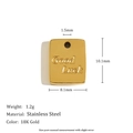 Macro view of 18K gold plated stainless steel Good Luck charm with precise measurements - Lucky Square Pendant-Good Luck (C9349)