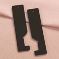 Two black slender split charms in stainless steel with top holes on pink fabric - Black (Left+Right)