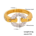 18k gold plated titanium steel ring with sparkling rhinestones and circular design - US 6 / Gold