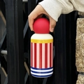 Colorful striped 316 stainless steel insulated water bottle with red ball handle lid - 350ml / Red Spherical Lid / Contrast Color Striped
