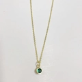 Minimalist 14K gold plated necklace featuring a round green birthstone zircon pendant - Green (May)