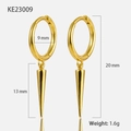 S925 Sterling Silber Gold Ohrringe mit Dornenanhänger und Größenangaben für Damen - Poliertes Gold