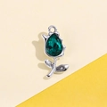 Colgante de tulipán plateado con gema esmeralda para collares y pulseras DIY - Tulipán Verde Oscuro con Conservación de Color