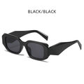 Retro square frame sunglasses in glossy black with dark grey lenses and angular edges - Glossy Black Frame Gray Lens