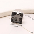 DIY shoe charm with square smoke grey rhinestone in a silver four-claw setting - C379 1.3cm Grey Square Crystal