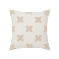 Floral embroidered square cushion cover in cream with tufted daisy flower patterns - Pillowcase Only / Four-Leaf Clover