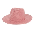Cappello di paglia intrecciata rosa con tesa larga per protezione solare mare - Rosa