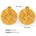 Golden stainless steel round earrings with concentric texture and central dome design - EH533 Gold