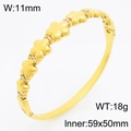 18K gold plated stainless steel floral open bangle with sparkling cubic zirconia inlay - Continuous Flower Shape Style (KB210748-KSZ)