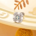 Titanium steel square stud earring with light blue crystal and screw back for cartilage - Blue