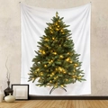 Arazzo natalizio con albero di Natale e luci per decorazioni murali in stile moderno - ZJ722-3 Albero Realistico con Luci / 130X150CM Tessuto Spazzolato