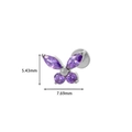 Titanium butterfly labret stud with purple zircon gems, 5.43mm by 7.69mm size - Silver Purple