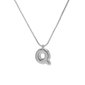 Polished silver brass puffed 3D balloon initial letter Q pendant necklace with box chain - Necklace Q