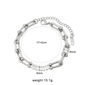 Bracciale a catena a ferro di cavallo in argento con zirconi e chiusura a moschettone - CK713-Bracciale con Pietra Centrale / Colore Acciaio (Zircone Bianco)