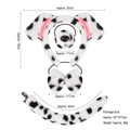 Plush dalmatian dog ears headband with nose, bowtie and tail four-piece costume set - Spotted / 4-Piece Set